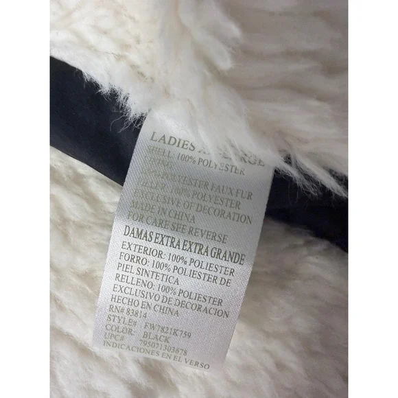 Green Tea Black Puffer Vest Sherpa Lined Faux Fur Hood XXL - Picture 5 of 6